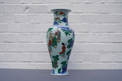 A Chinese wucai 'immortals' vase, Transitional period