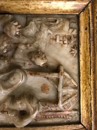 A Flemish alabaster carving of 'The adoration of the shepherds', Malines, 16/17th C.