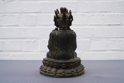 A Chinese bronze figure of Buddha, Ming