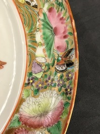 Un service de 16 pi&egrave;ces en porcelaine de Chine famille rose de Canton, 19&egrave;me