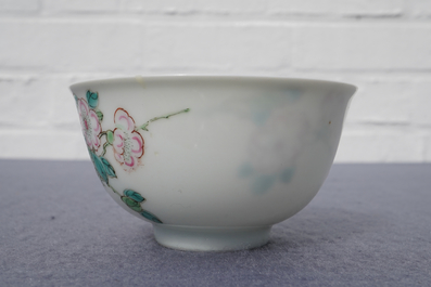 A fine Chinese famille rose cup and saucer with floral design, Yongzheng