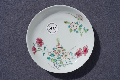 A fine Chinese famille rose cup and saucer with floral design, Yongzheng