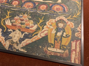 Un thangka &agrave; d&eacute;cor de Padmasambhava ou Guru Rinpoche, Tibet, 18&egrave;me