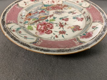 Seven Chinese famille rose and iron red plates, Yongzheng/Qianlong