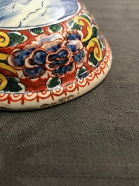 A polychrome mixed technique Dutch Delft brush back, 18th C.