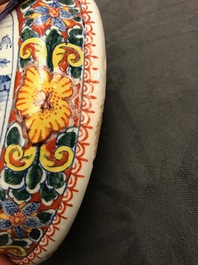 A polychrome mixed technique Dutch Delft brush back, 18th C.