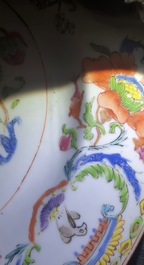 A pair of Chinese famille rose export 'Pompadour' plates, Qianlong