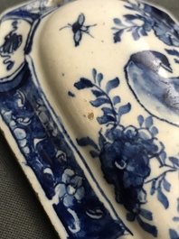 A Dutch Delft blue and white brush back, 18th C.