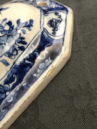 A Dutch Delft blue and white brush back, 18th C.