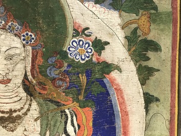 Een thangka met Witte Tara, Tibet, 18/19e eeuw