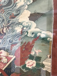 Een ingelijste thangka met Rahula, Tibet, 19e eeuw