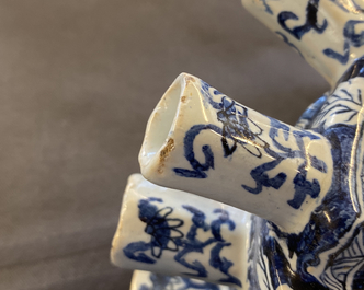 A pair of blue and white Delft-style tulip vases, Samson, France, 19th C.