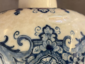 A pair of Dutch Delft blue and white Daniel Marot style vases, early 18th C.