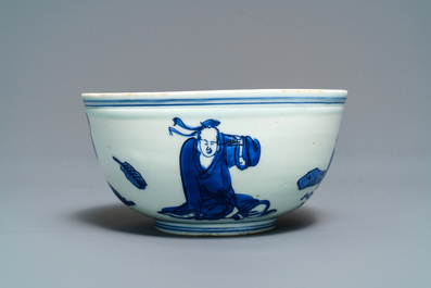 Un rare bol &agrave; double parois en porcelaine de Chine en bleu et blanc, 'zhuge, Jiajing