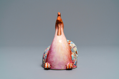 A Chinese famille rose 'phoenix' wall pocket vase, Qianlong/Jiaqing