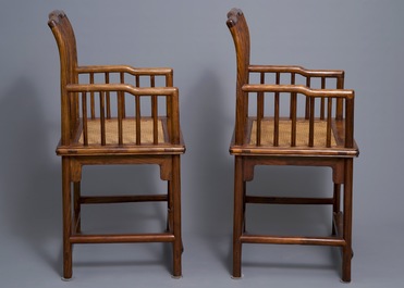 A pair of Chinese huanghuali wood chairs, Republic