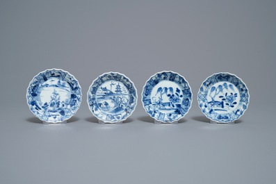 Seize tasses et soucoupes en porcelaine de Chine en bleu et blanc, Kangxi