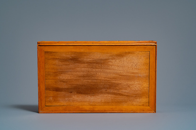 Two Chinese carved wooden trays and a stand, 18/19th C.