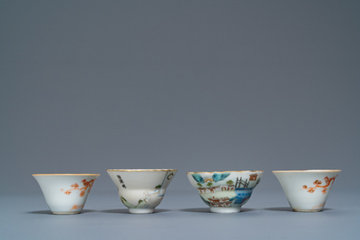 Huit tasses &agrave; vin en porcelaine de Chine, 19/20&egrave;me