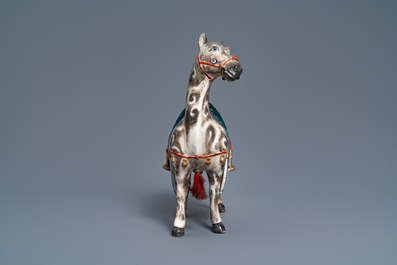 A large Chinese famille rose model of a horse, 19th C.