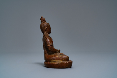 A Chinese bronze figure of Buddha Amithayus, 17/18th C.