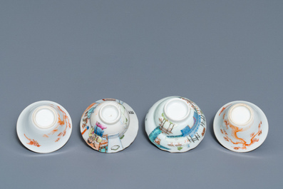 Huit tasses &agrave; vin en porcelaine de Chine, 19/20&egrave;me