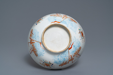 Un bol en porcelaine de Chine verte-Imari &agrave; d&eacute;cor d'un navire endommag&eacute;, Qianlong