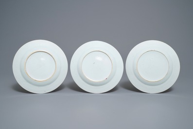 Ten Chinese famille rose 'peony' plates, Qianlong