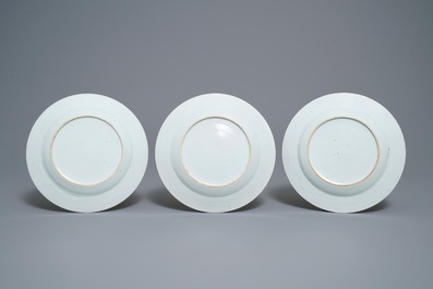 Ten Chinese famille rose 'peony' plates, Qianlong