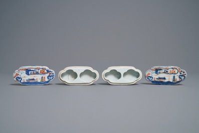 A pair of Chinese Imari-style spice boxes and covers, Kangxi