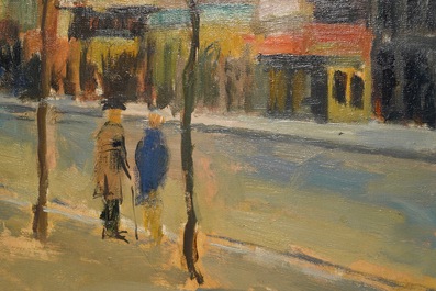 Sadji (Sha Qi, Sha Yinnian) (1914-2005): Vue sur 'Avenue de la Toison d'or' &agrave; Bruxelles, huile sur toile