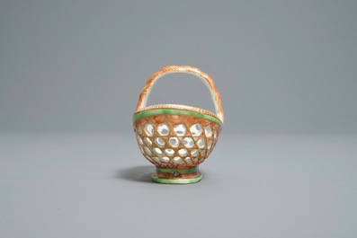 A Chinese iron red and green reticulated basket, Yongzheng