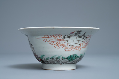 A Chinese famille rose 'Threemaster' bowl, Yongzheng/Qianlong