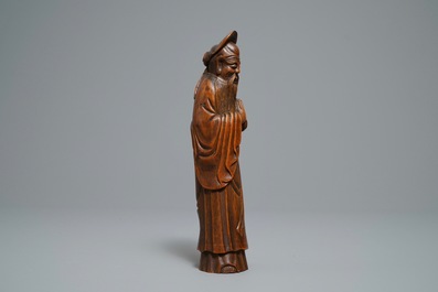 Une figure de Shoulao en bambou sculpt&eacute;, Chine, Qianlong/Jiaqing