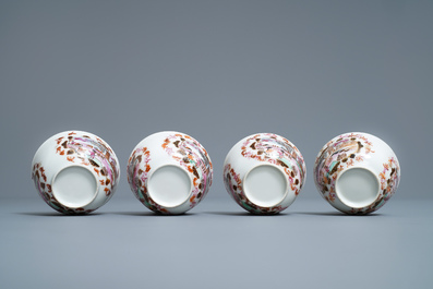 A Chinese famille rose and gilt Meissen-style 17-piece tea service, Qianlong