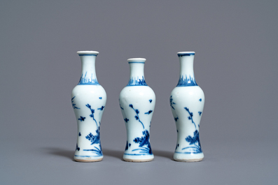 Three Chinese blue and white vases and three covered boxes, Hatcher cargo shipwreck, Transitional period