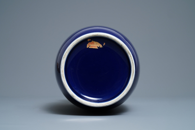 A Chinese monochrome 'sacrifical blue' vase, 19th C.