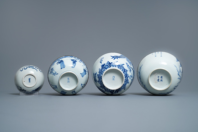 A varied collection of Chinese blue and white Vietnamese market 'Bleu de Hue' wares, 19th C.