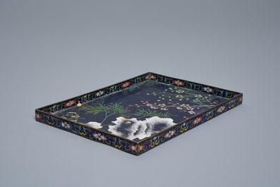 A Chinese rectangular cloisonn&eacute; tray, Qianlong/Jiaqing