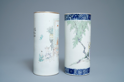 A varied collection of Chinese qianjiang cai, famille rose and blue and white porcelain, 19/20th C.