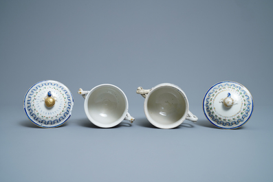 A pair of Chinese famille rose covered bowls on stands, Qianlong