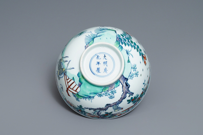 A Chinese doucai 'monkey and deer' bowl, Chenghua mark, Kangxi