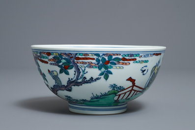 A Chinese doucai 'monkey and deer' bowl, Chenghua mark, Kangxi