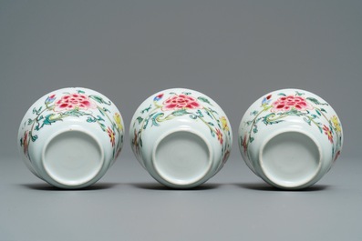 A Chinese famille rose 15-piece tea service with floral design, Qianlong