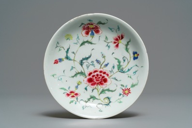 A Chinese famille rose 15-piece tea service with floral design, Qianlong