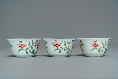 A Chinese famille rose 15-piece tea service with floral design, Qianlong