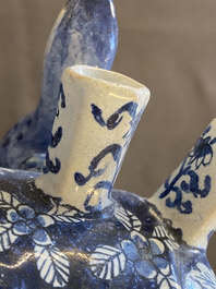 A pair of blue and white Delft-style tulip vases, Samson, France, 19th C.