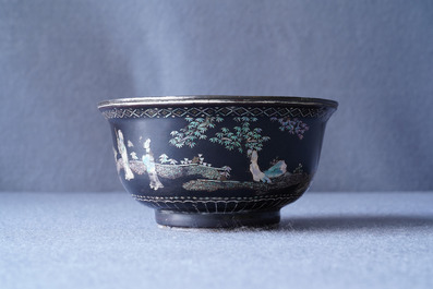 A Chinese lac burgaut&eacute; bowl, Kangxi