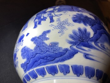 A Chinese blue and white double gourd vase, Transitional period