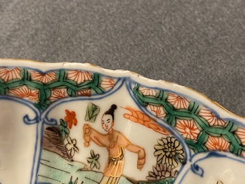 A Chinese famille verte 'Provinces' dish with the arms of England, Kangxi/Yongzheng